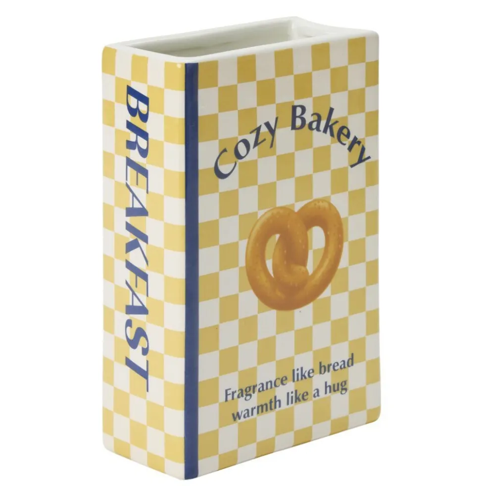 Vase céramique forme livre breakfast 13,5x6,5xH20cm (2 modèles croissant ou bretzel)