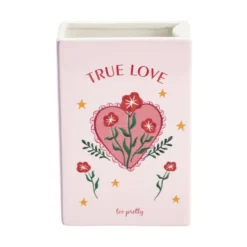 Vase céramique forme livre romantique 13,5x6,5xH20cm (2 modèles love ou secret)
