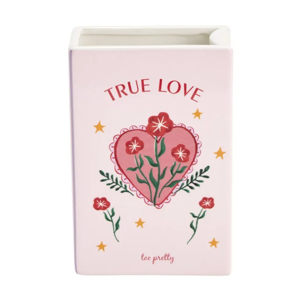 Vase céramique forme livre romantique 13,5x6,5xH20cm (2 modèles love ou secret)