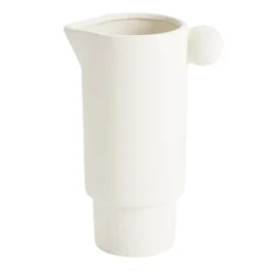 Vase céramique mate façon pichet avec anse boule Ø9,5xH21,5cm (2 modèles)