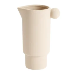 Vase céramique mate façon pichet avec anse boule Ø9,5xH21,5cm (2 modèles)