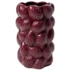 Vase céramique pommes de pin en relief Ø14,5xH22,5cm (2 modèles bordeaux ou blanc)
