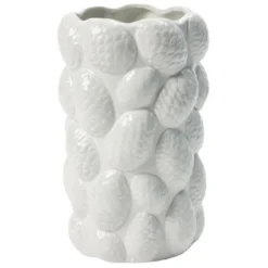 Vase céramique pommes de pin en relief Ø14,5xH22,5cm (2 modèles bordeaux ou blanc)