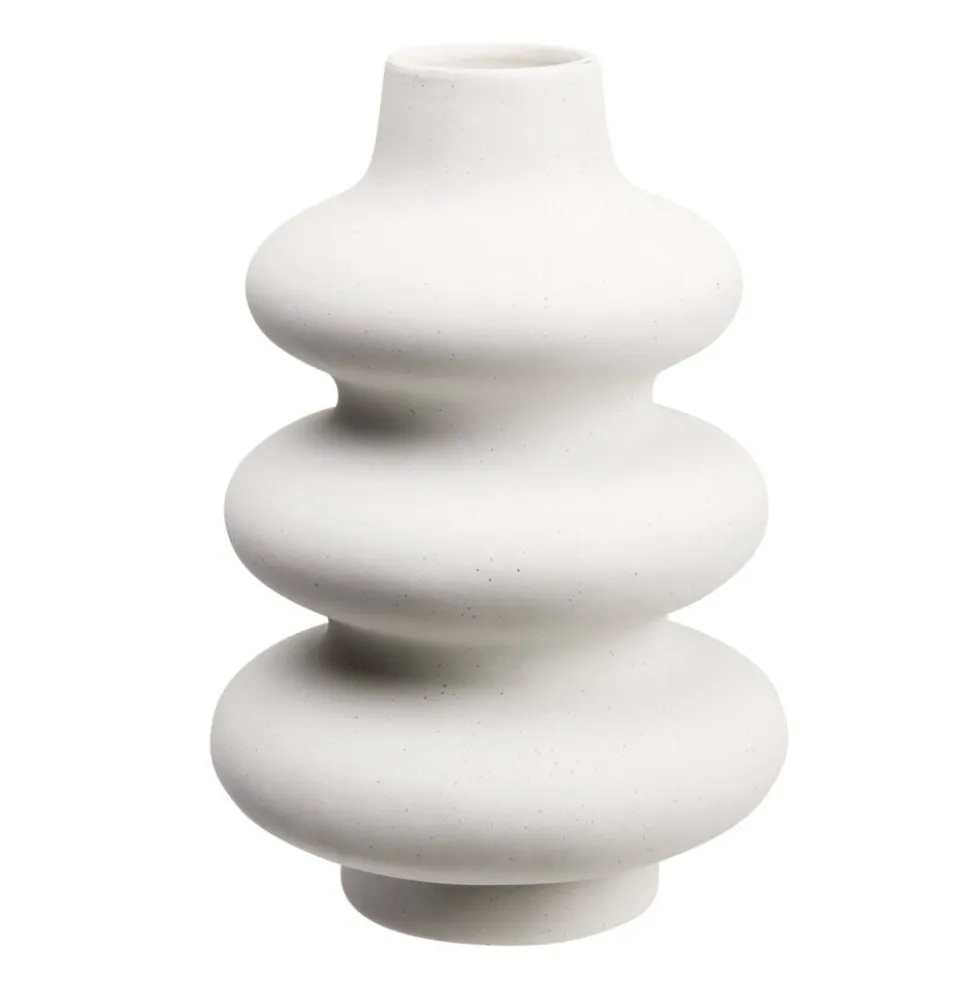 Vase en céramique blanc design courbe