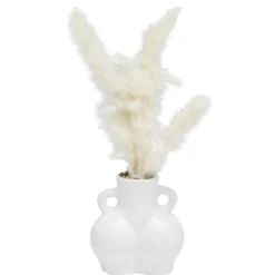 Vase en céramique silhouette femme avec tige pampa Ø11xH6,5cm