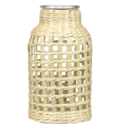 Vase en verre avec raphia tressé Ø10,5xH20cm