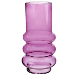 Vase en verre cylindrique base ondulée Ø13,5xH27cm (3 modèles)
