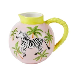 Vase pichet céramique motif animal tropical Ø14,5xH21cm (2 modèles)