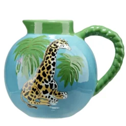 Vase pichet céramique motif animal tropical Ø14,5xH21cm (2 modèles)