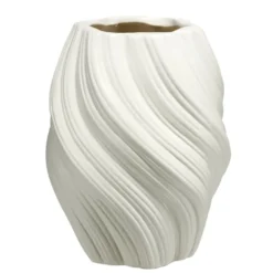 Vase rond effet tornade dolomite gris clair Ø12,5xH16cm