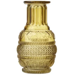 Vase rond en verre vert Ø6,5xH13,5cm