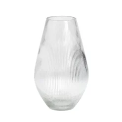 Vase strié en verre transparent Ø12xH20cm