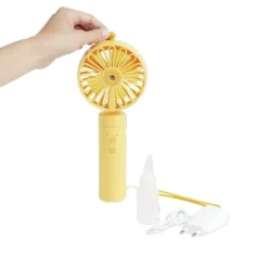 Ventilateur à main brumisateur USB 3 vitesses jaune