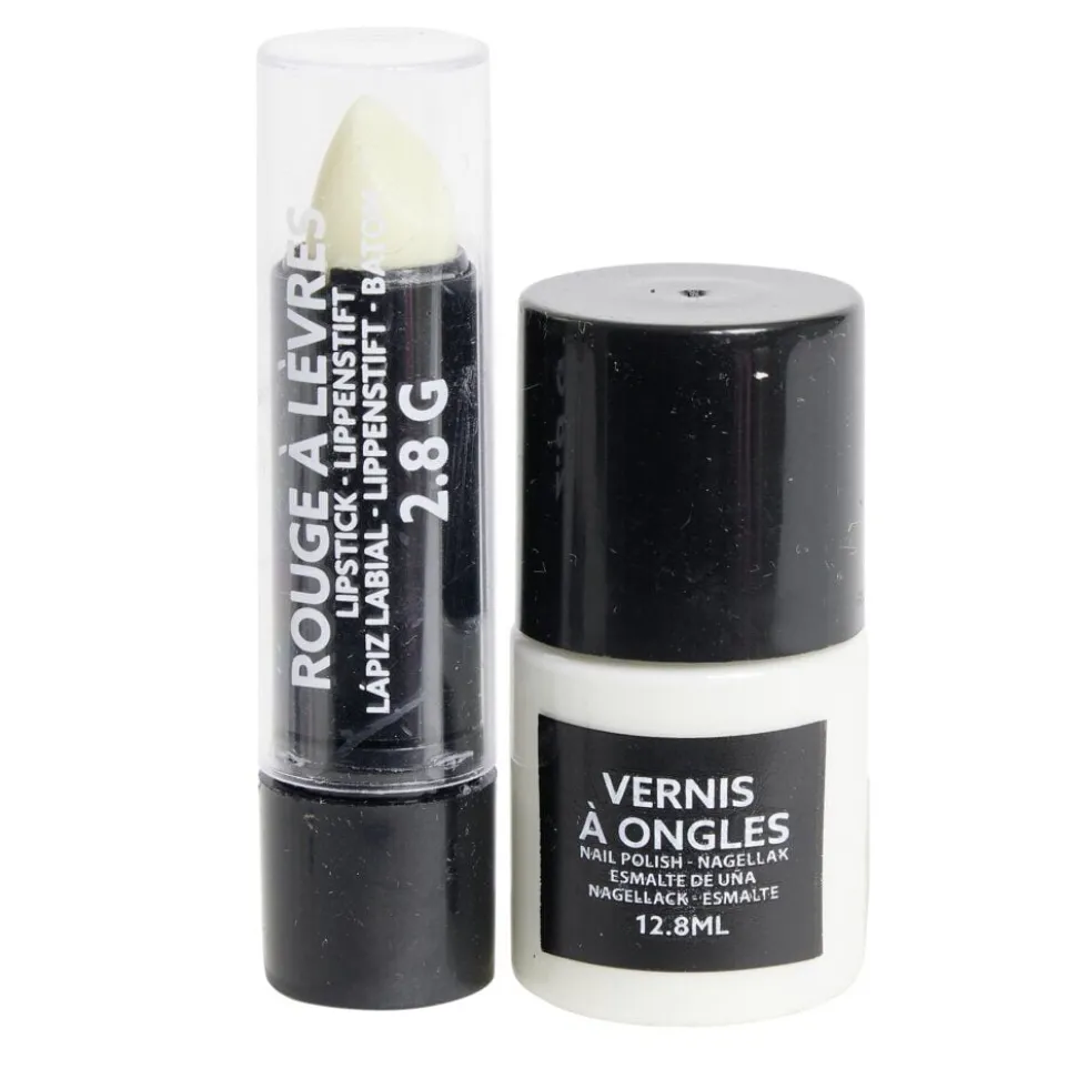 Vernis à ongles et rouge à lèvres phosphorécents verts