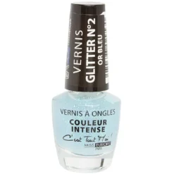 Vernis à ongles glitter doré bleu n°02