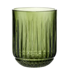 Verre bas 27cl en verre strié transparent vert Ø7,5xH9,5cm