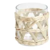 Verre bas transparent avec raphia Ø8xH9cm