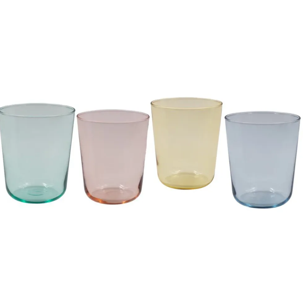 Verre à eau coloré 31,5ml Ø8xH9,5cm (4 modèles)