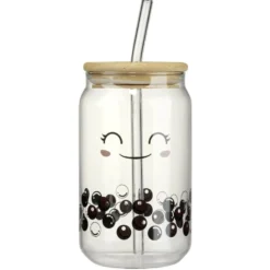 Verre kawaii 45cl avec couvercle et paille
