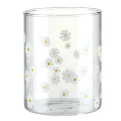 Verre 300ml en verre décor marguerite Ø8xH10cm