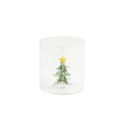 Verre Noël transparent avec centre sapin 3D Ø8xH8,5cm