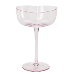 Verre à pied 23cl en verre rose transparent forme coeur H16cm