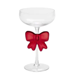 Verre à pied 250ml avec noeud rouge Ø10,5xH17,5cm