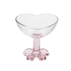 Verre à pied 250ml forme coeur et pied noeud Ø10xH9 cm (2 modèles)