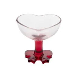 Verre à pied 250ml forme coeur et pied noeud Ø10xH9 cm (2 modèles)