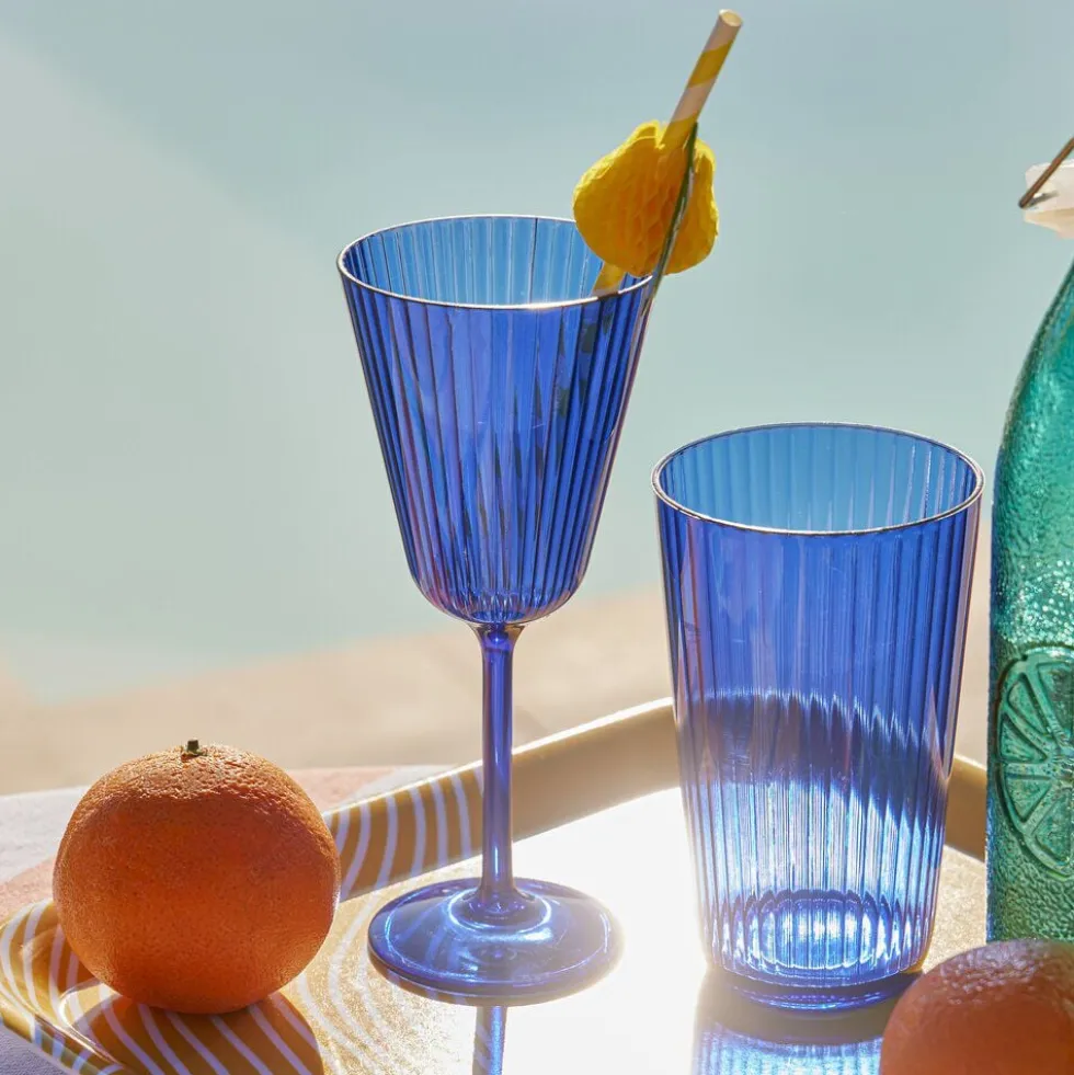 Verre à pied plastique bleu 25cl