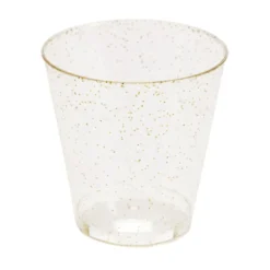Verrine plastique réutilisable x10 carrée dorée pailletée 3x3xH5cm