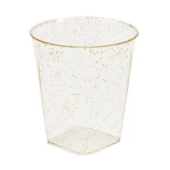 Verrine plastique réutilisable x10 ronde dorée pailletée 3x3xH5cm