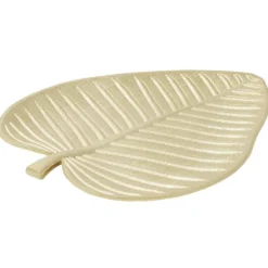 Vide poche forme feuille en bois doré 38x30xH4cm