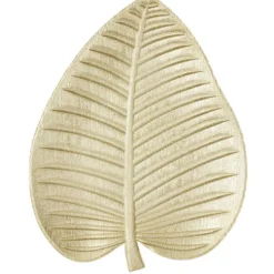 Vide poche forme feuille en bois doré 38x30xH4cm
