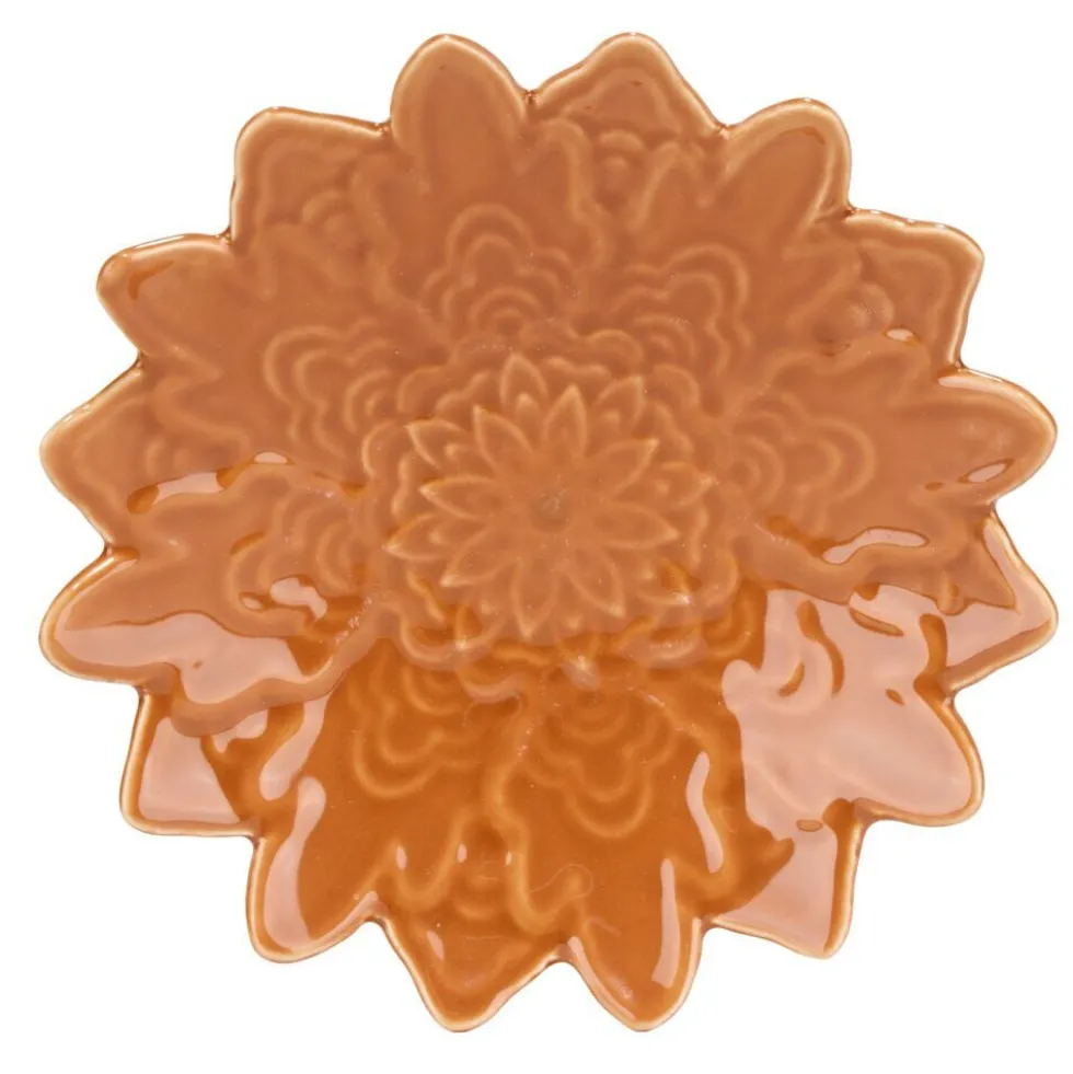 Vide-poche forme fleur de tournesol en dolomite Ø13cm (3 modèles)