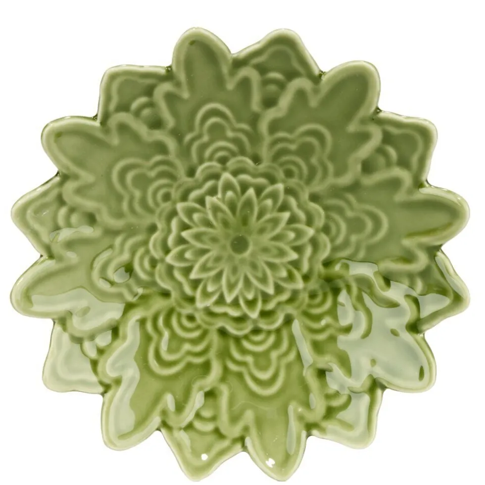 Vide-poche forme fleur de tournesol en dolomite Ø13cm (3 modèles)