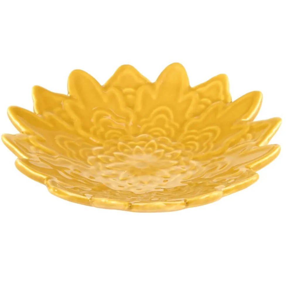 Vide-poche forme fleur de tournesol en dolomite Ø13cm (3 modèles)