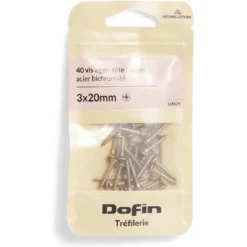 40 vis agglo tête fraisée acier bichromaté - 3x20 mm