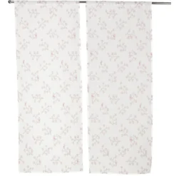 Vitrage blanc à fleurs 60X160cm x2