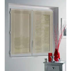 Vitrage droit passe tringle uni taupe 60x160 cm x2