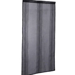 Vitrage droit passe tringle uni noir 60x90 cm x2