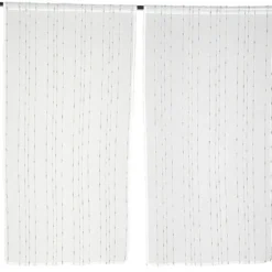 Vitrage droit passe tringle x2 blanc broderie fil gris 60x160cm