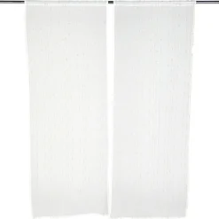 Vitrage droit passe tringle x2 blanc broderie fil beige 60x120cm