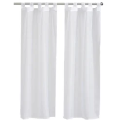 Vitrage passe tringle x2 blanc uni 60x160cm
