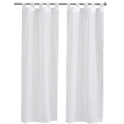 Vitrage passe tringle x2 blanc uni 60x90cm