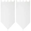 Vitrage à pattes voile uni blanc finition pointe pompon 60x120 cm x2