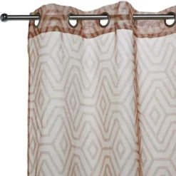 Voilage beige imprimé orange 100% polyester 140x240cm