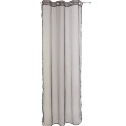 Voilage à oeillets gris foncé imprimé arabesque 140x240 cm