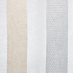 Voilage à oeillets jacquard blanc bande verticales gris et taupe