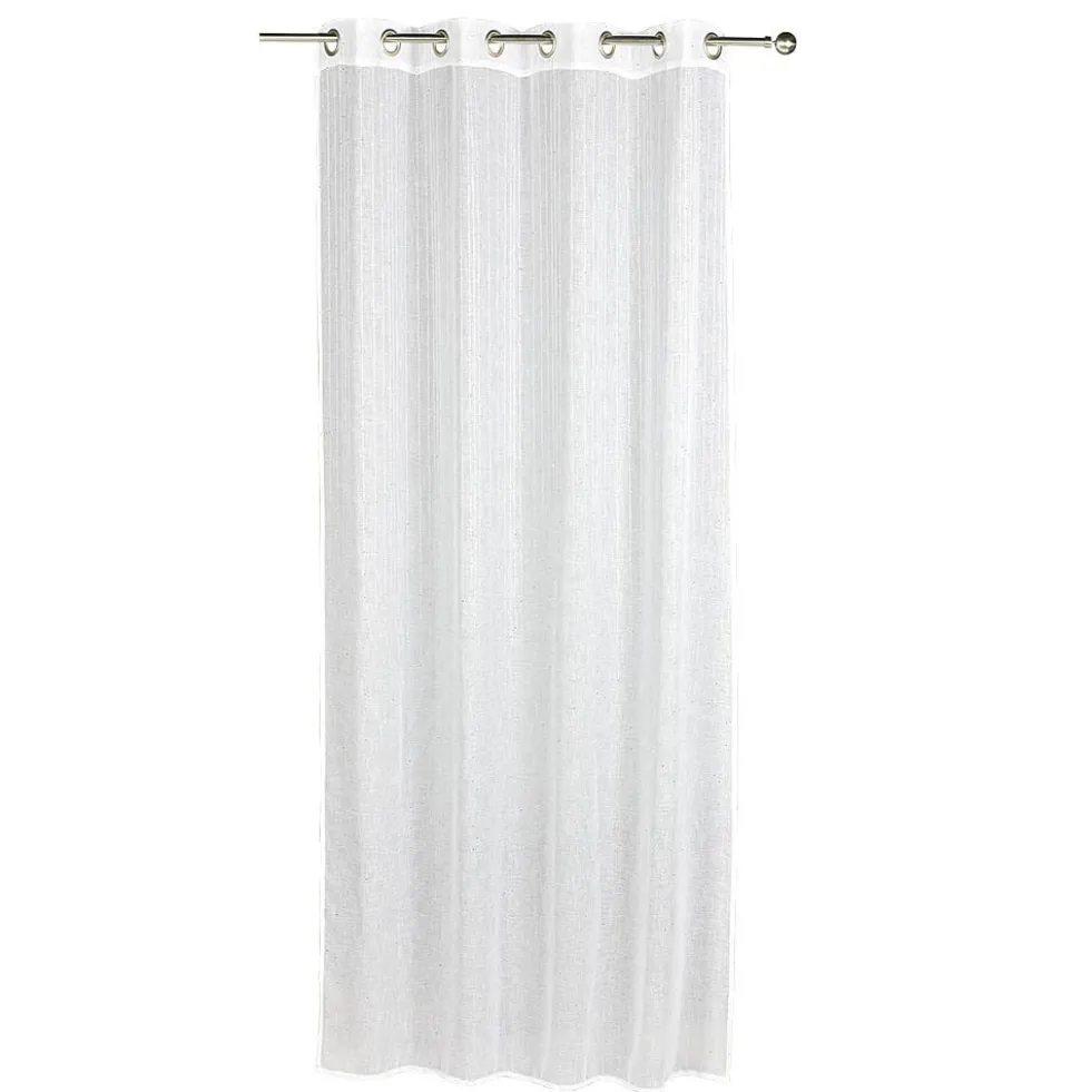Voilage à oeillets rayures verticales effet sequin blanc